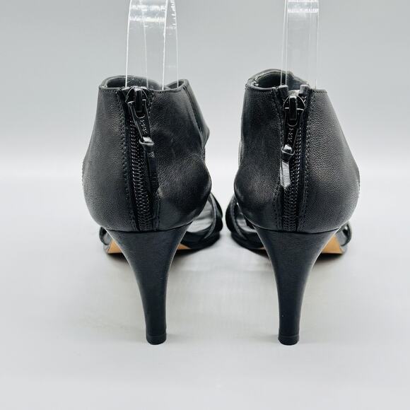 Stuart Weitzman Shoes Womens 6.5 Black Leather Ankle Strappy Zip High Heels - Picture 7 of 13